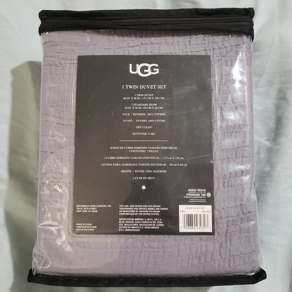 NWT UGG Shaye 2-piece Twin Duvet Set Ash Fog 100% Cotton - Picture 3 of 5